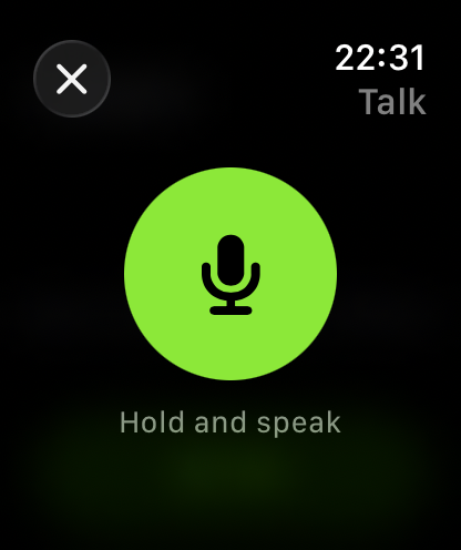 Calotri’s Talk screen on Apple Watch.
